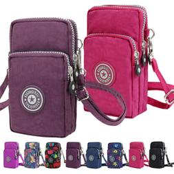 3-Layers Zipper Small Crossbody Bag Mini Pouch Purse Smartph