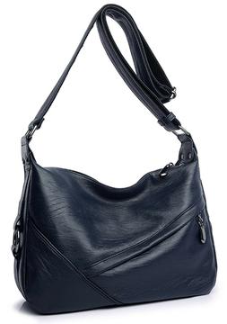 For Women Medium Size Dark Blue Travel Zipper Tote Handbag