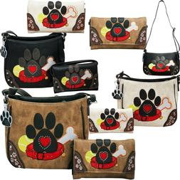 Dog Paw Print Handbag Crossbody Carry Conceal Shoulder Purse