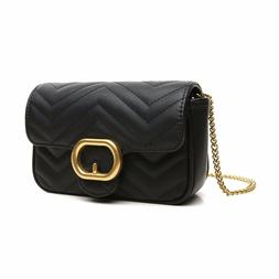 CrossLandy Leather Quilted Crossbody Bag for Women Chain Sho