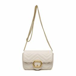 CrossLandy Leather Quilted Crossbody Bag for Women Chain Sho