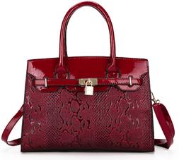 Leather Tote Bag for Women Red Color Strap Adjustable Detach