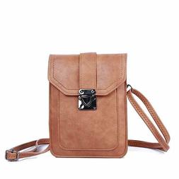 Multi Pocket Small Purse Cell Phone Wallet Vegan Leather Cro