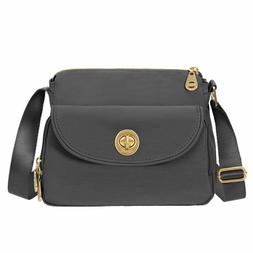 NEW Baggallini Provence Crossbody Purse Gold Hardware, Charc