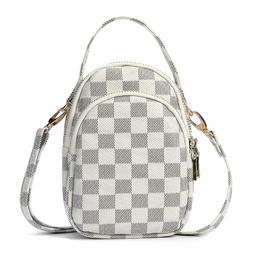 Small Checkered Crossbody Cellphone Bag for Women Smartphone