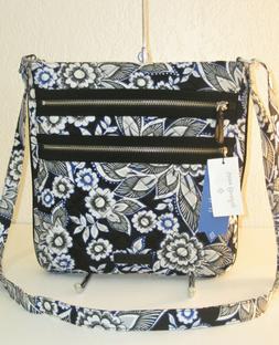 Vera Bradley Snow Lotus Iconic Triple Zip Hipster Crossbody 