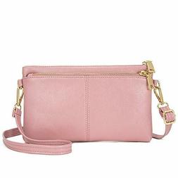 Triple Zip Small Crossbody Bag Lightweight Purses Vegan Leat