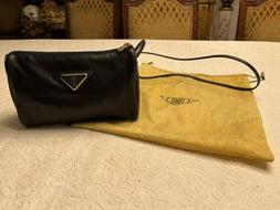 FENDI Vintage Navy Blue Leather Crossbody Shoulder Bag Purse
