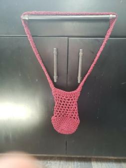 Water Bottle Bag Handmade Crochet Reusable Crossbody maroon