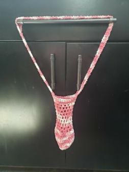 Water Bottle Bag Handmade Crochet Reusable Crossbody pink wh